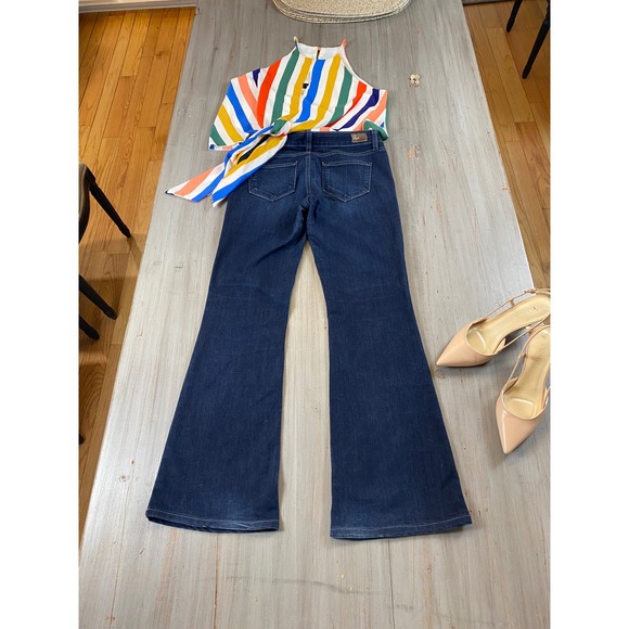 PAIGE Denim - Paige Holly Petite Flare Jeans Dark Wash Blue Denim Size 26 Made in USA